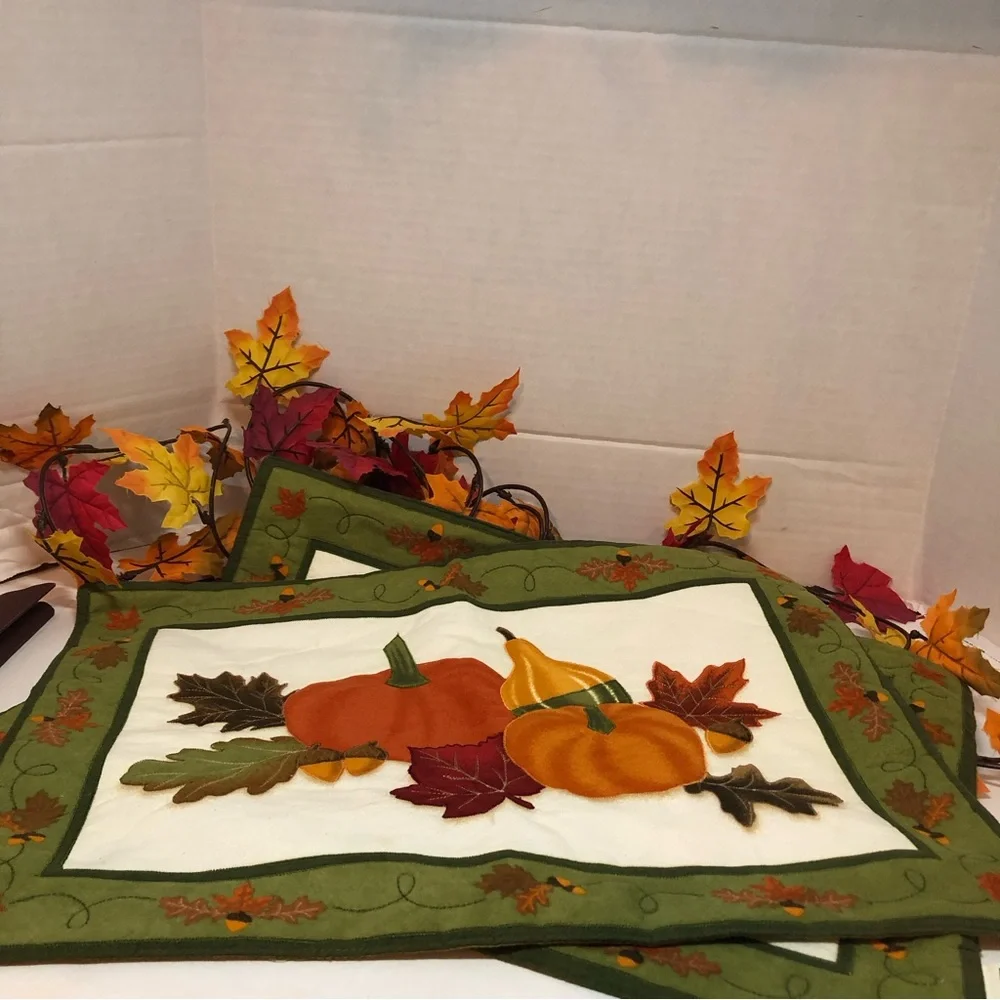 Set Of 2 Fall Target Harvest Table Placemats Fall Leaves Pumpkins Squash